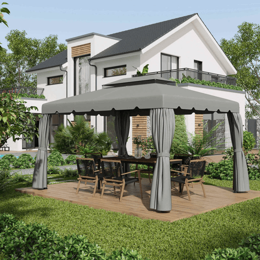 Outsunny Toldo de Substituição para Pérgola 400x300 cm Teto de Substituição para Pérgolas Exterior com Duplo Teto e 8 Orifícios de Drenagem Cinza Claro