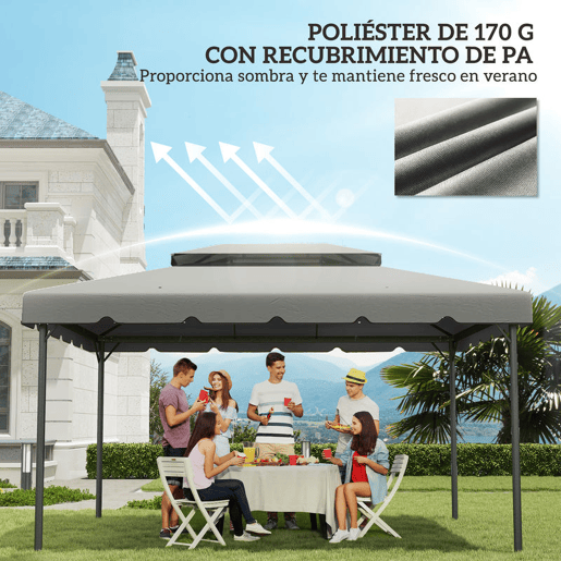 Outsunny Toldo de Substituição para Pérgola 400x300 cm Teto de Substituição para Pérgolas Exterior com Duplo Teto e 8 Orifícios de Drenagem Cinza Claro