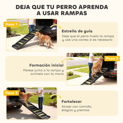 PawHut Rampa para Cães Dobrável 154 cm Rampa para Cães para Carro e Cama Alta com 10 Degraus Antideslizantes Leve e Resistente Suporta até 68 kg para Sofá Preto