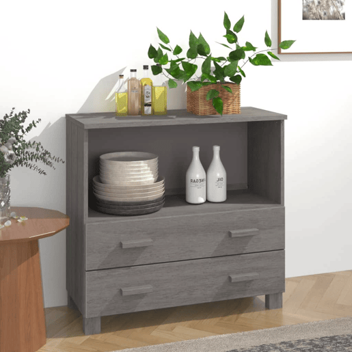 Aparador - Bufete - Móvei de apoio HAMAR 85x35x80 cm pinho maciço cinza-claro pt4113