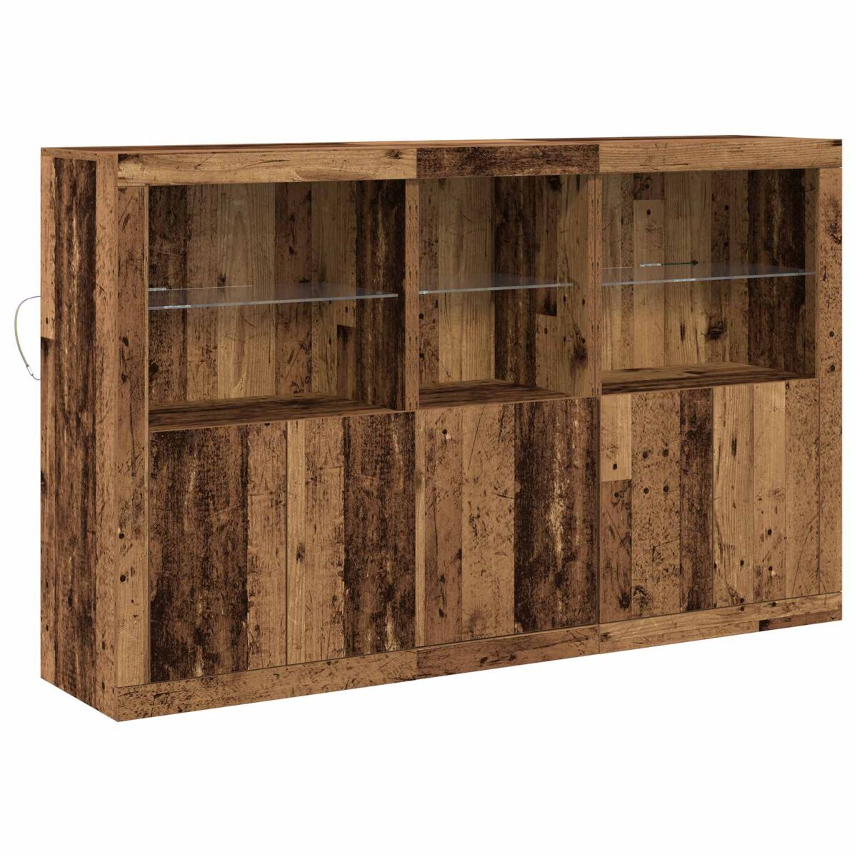 Aparador - mueble de almacenamiento led madera vieja 162 x 37 x 100 cm es4149