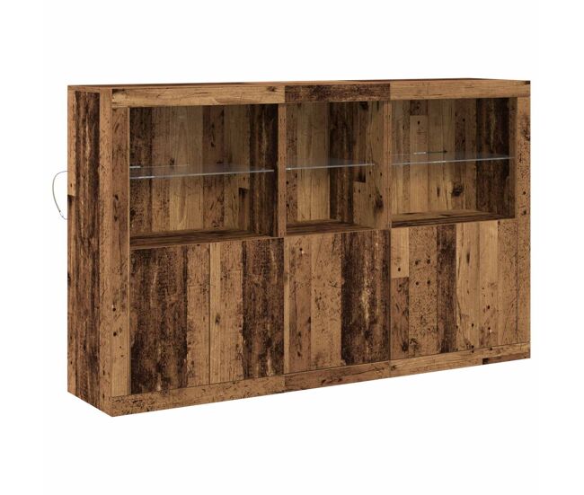 Aparador - mueble de almacenamiento led madera vieja 162 x 37 x 100 cm es4149