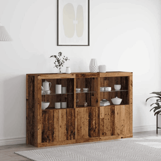 Aparador - Bufete - Móvei de apoio LED Madeira antiga 162 x 37 x 100 cm pt4149