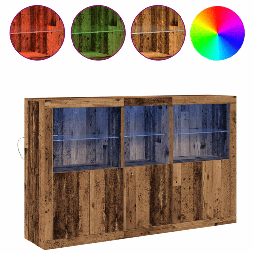 Aparador - Bufete - Móvei de apoio LED Madeira antiga 162 x 37 x 100 cm pt4149