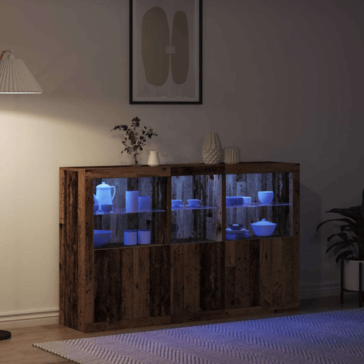 Aparador - Bufete - Móvei de apoio LED Madeira antiga 162 x 37 x 100 cm pt4149