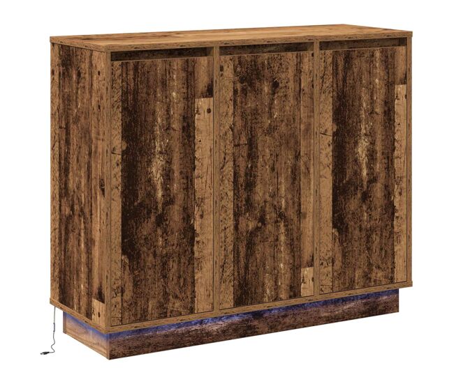 Aparador - mueble de almacenamiento led madera vieja 90 x 32 x 75 cm madera de ingeniería es4168