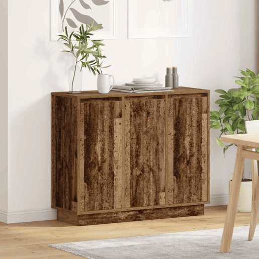 Aparador - Bufete - Móvei de apoio LED Madeira antiga 90 x 32 x 75 cm Madeira processada pt4168