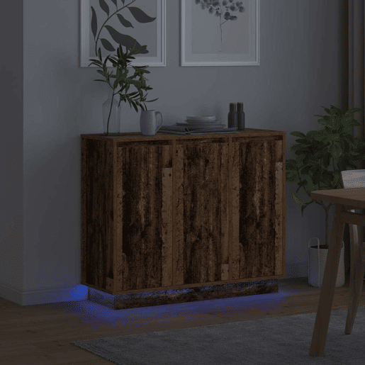 Aparador - Bufete - Móvei de apoio LED Madeira antiga 90 x 32 x 75 cm Madeira processada pt4168
