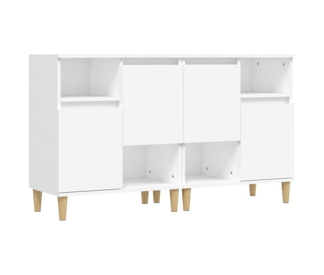 Aparador - muebles de almacenamiento 2 uds madera contrachapada blanco 60x35x70 cm es5112