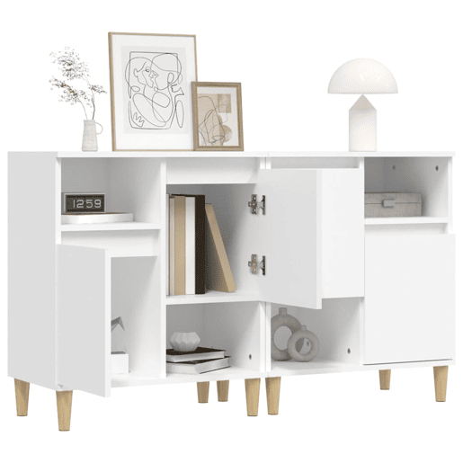 Aparadores - Bufetes - Móveis de apoio 2 pcs 60x35x70 cm derivados de madeira branco pt5112