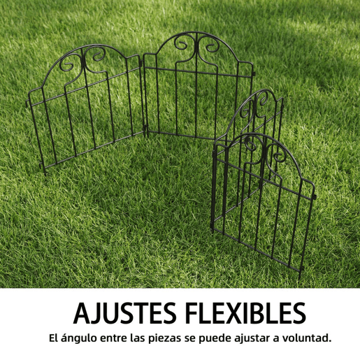 Outsunny Conjunto de 4 Cercas de Jardim em Metal 125x57 cm Cercas Decorativas com Design Arqueado Resistente e Fácil de Instalar para Horta Pátio Terraço Relva Preto