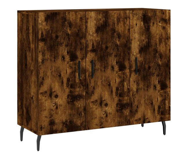 Aparador - mueble de almacenamiento de madera de ingeniería roble ahumado 90x34x80 cm es3652