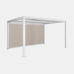 Pérgola bioclimática em alumínio e aço 3x4m + estore 4m Branco - 392x292x224 cm