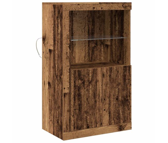 Aparador - mueble de almacenamiento led madera vieja 60,5 x 37 x 100 cm es4164