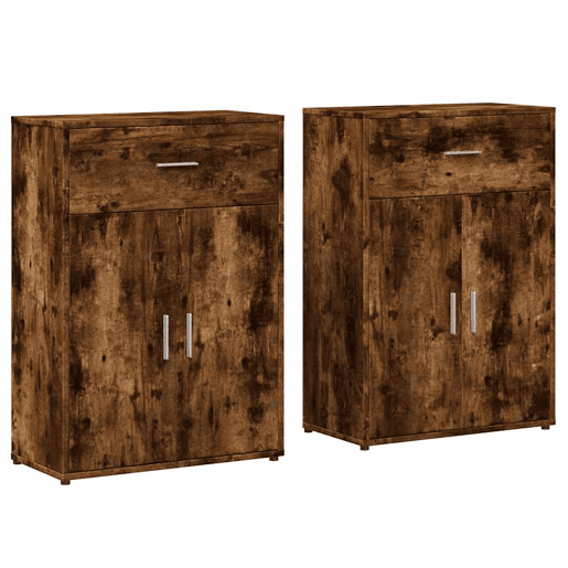 Aparadores - Bufetes - Móveis de apoio 2 pcs 60x30x84 cm derivados madeira carvalho fumado pt5219
