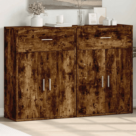 Aparadores - Bufetes - Móveis de apoio 2 pcs 60x30x84 cm derivados madeira carvalho fumado pt5219