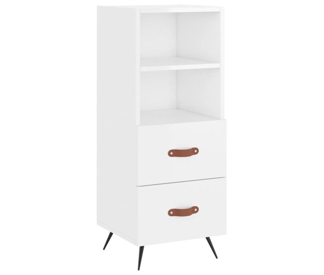 Aparador - mueble de almacenamiento de madera contrachapada blanco brillante 34,5x34x90 cm es2547