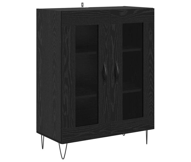 Aparador - mueble de almacenamiento roble negro 69,5 x 34 x 90 cm madera de ingeniería es5007