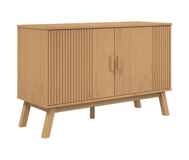 Aparador - mueble de almacenamiento madera maciza de pino marrón 114x43x73,5 cm es4831