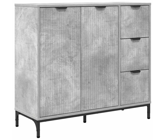 Aparador - mueble de almacenamiento gris concreto 89,5 x 33 x 82 cm madera de ingeniería es4064