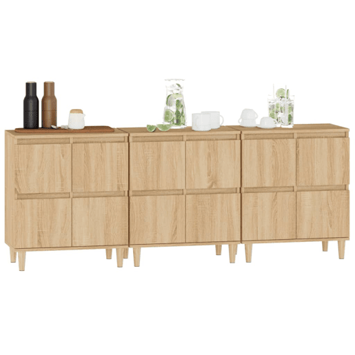 Aparadores - Bufetes - Móveis de apoio 3 pcs 60x35x70 cm derivados madeira carvalho sonoma pt5322