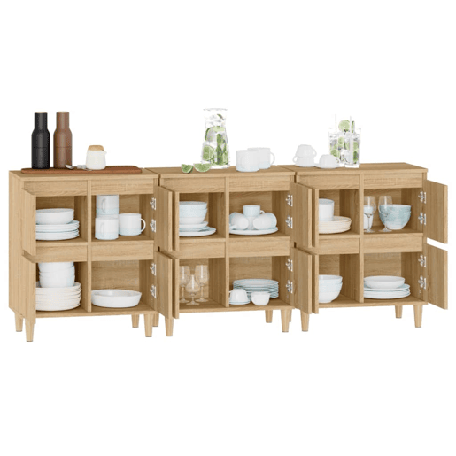 Aparadores - Bufetes - Móveis de apoio 3 pcs 60x35x70 cm derivados madeira carvalho sonoma pt5322