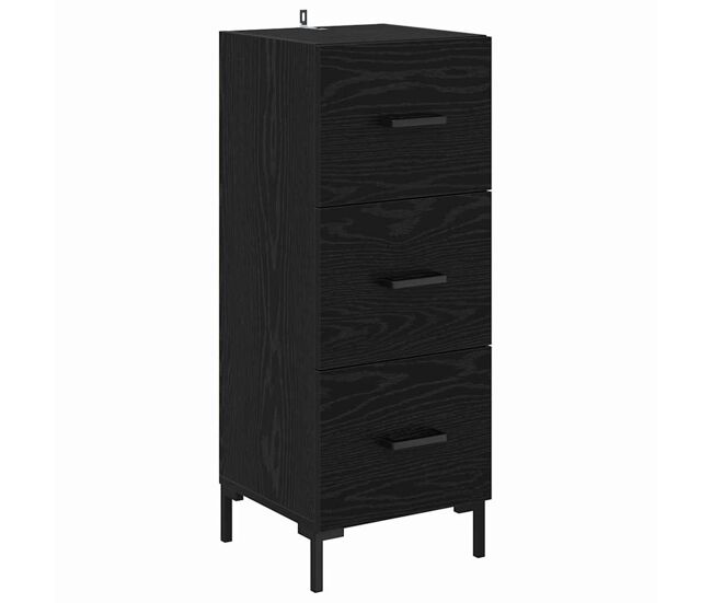 Aparador - mueble de almacenamiento roble negro 34,5 x 34 x 90 cm madera de ingeniería es4965