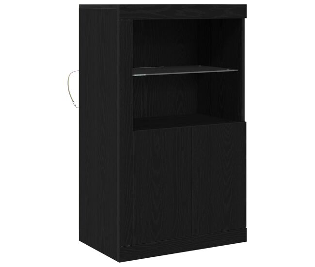 Aparador - mueble de almacenamiento led roble negro 60,5 x 37 x 100 cm es4204