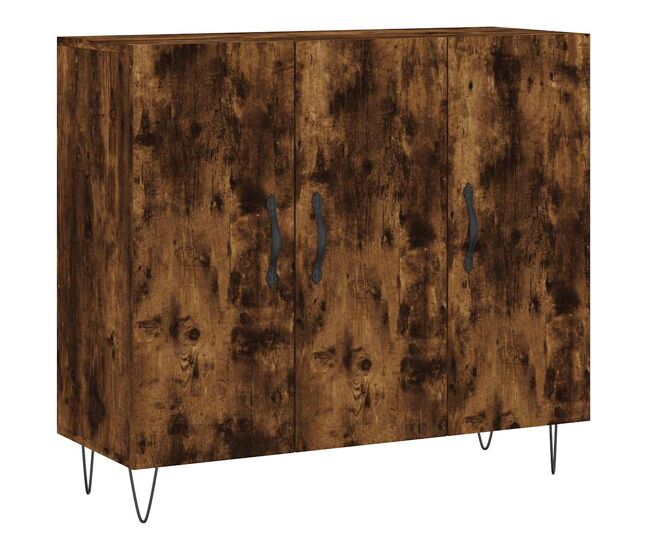 Aparador - mueble de almacenamiento de madera de ingeniería roble ahumado 90x34x80 cm es3650