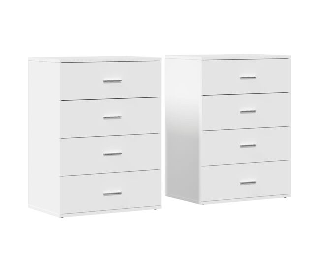 Aparador - muebles de almacenamiento 2 uds madera de ingeniería blanco 60x39x80 cm es5176
