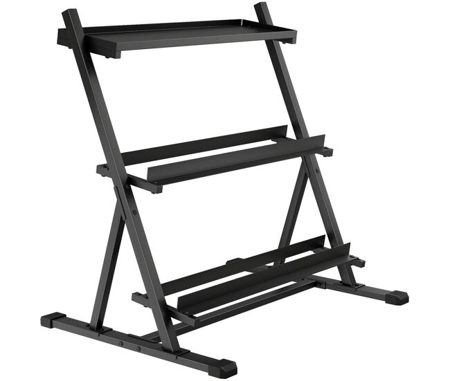 Sportnow soporte mancuernas de 3 niveles, estante de almacenamiento de pesas de acero con barras ajustables, para entrenamiento en gimnasio casa, carga 200 kg, 88x66x88 cm