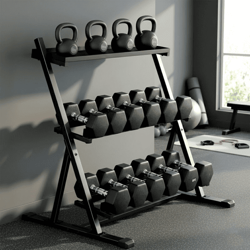 SPORTNOW Suporte para Halteres de 3 Níveis Estante de Armazenamento de Pesos de Aço com Barras Ajustáveis para Treino em Ginásio Casa Capacidade 200 kg 88x66x88 cm