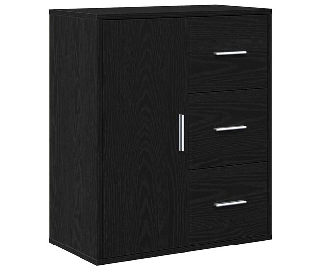 Aparador - mueble de almacenamiento roble negro 60 x 31 x 70 cm madera de ingeniería es4982