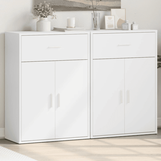Aparadores - Bufetes - Móveis de apoio 2 pcs 60x30x84 cm derivados de madeira branco pt5175