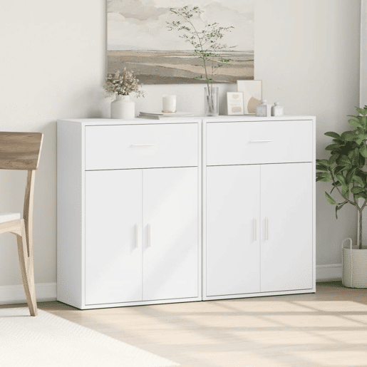 Aparadores - Bufetes - Móveis de apoio 2 pcs 60x30x84 cm derivados de madeira branco pt5175