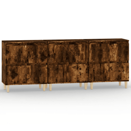 Aparadores - Bufetes - Móveis de apoio 3 pcs 60x35x70 cm derivados madeira carvalho fumado pt5318
