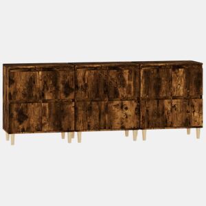 Aparadores - Bufetes - Móveis de apoio 3 pcs 60x35x70 cm derivados madeira carvalho fumado pt5318