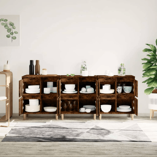 Aparadores - Bufetes - Móveis de apoio 3 pcs 60x35x70 cm derivados madeira carvalho fumado pt5318