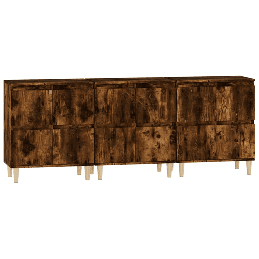 Aparadores - Bufetes - Móveis de apoio 3 pcs 60x35x70 cm derivados madeira carvalho fumado pt5318
