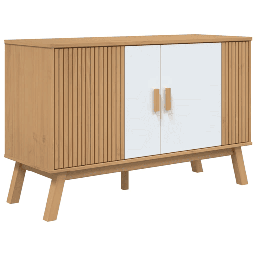 Aparador - Bufete - Móvei de apoio 114x43x73,5 cm pinho maciço branco e castanho pt4833