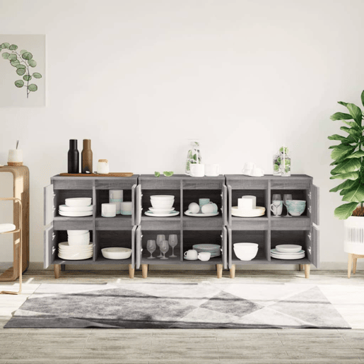Aparadores - Bufetes - Móveis de apoio 3 pcs 60x35x70 cm derivados madeira cinza sonoma pt5312