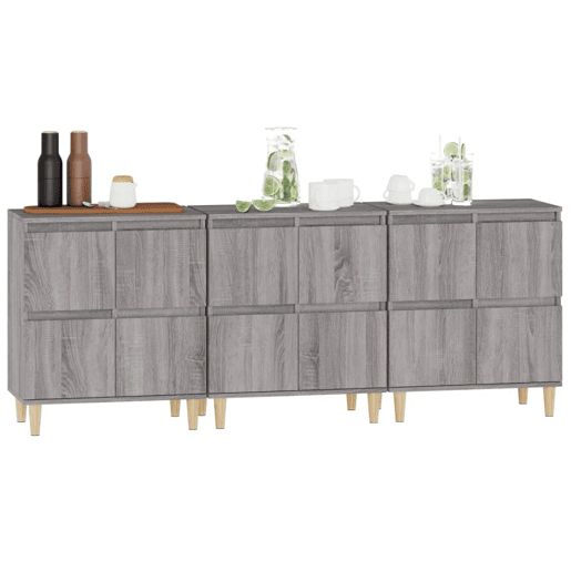 Aparadores - Bufetes - Móveis de apoio 3 pcs 60x35x70 cm derivados madeira cinza sonoma pt5312