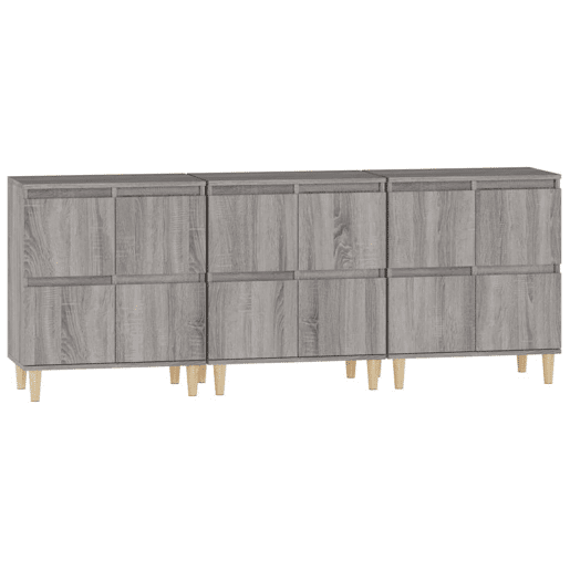 Aparadores - Bufetes - Móveis de apoio 3 pcs 60x35x70 cm derivados madeira cinza sonoma pt5312