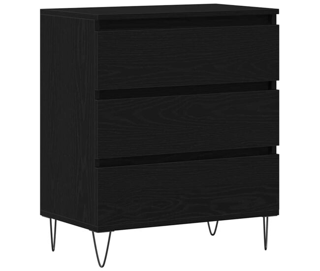 Aparador - mueble de almacenamiento roble negro 60 x 35 x 70 cm madera de ingeniería es4992