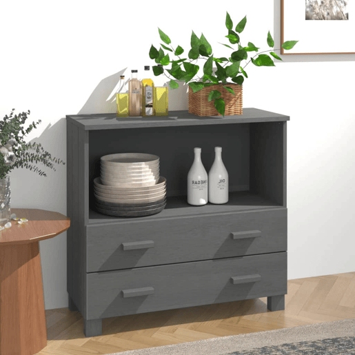 Aparador - Bufete - Móvei de apoio HAMAR 85x35x80 cm pinho maciço cinza-escuro pt4118