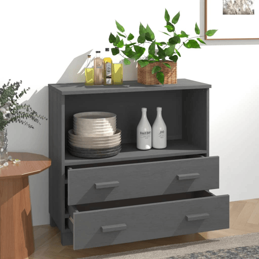 Aparador - Bufete - Móvei de apoio HAMAR 85x35x80 cm pinho maciço cinza-escuro pt4118