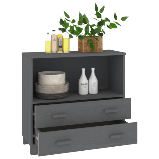 Aparador - Bufete - Móvei de apoio HAMAR 85x35x80 cm pinho maciço cinza-escuro pt4118