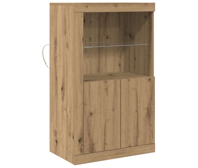 Aparador - mueble de almacenamiento led roble artesanal 60,5 x 37 x 100 cm es4193