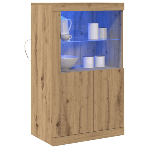 Aparador - Bufete - Móvei de apoio LED Carvalho Artesanal 60,5 x 37 x 100 cm pt4193