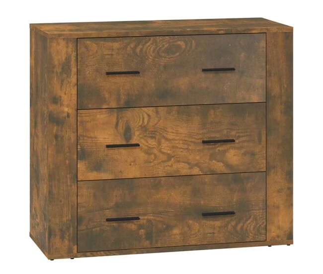 Aparador - mueble de almacenamiento madera contrachapada color roble ahumado 80x33x70 cm es4274